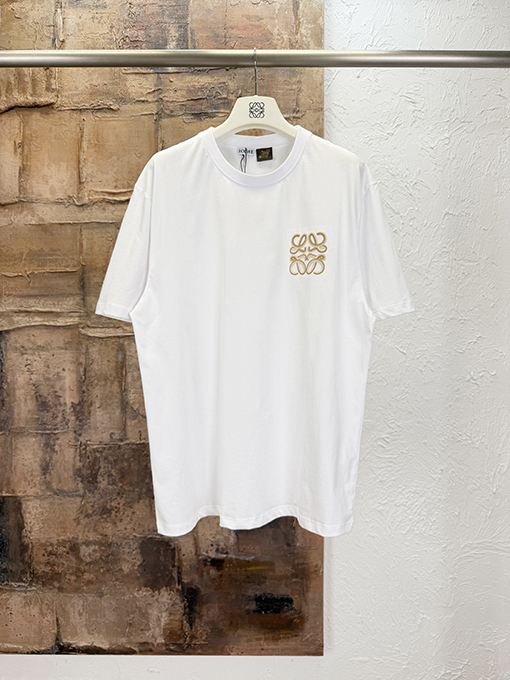 ロエベ ツートンカラーのラタン刺繍入り半袖Tシャツ