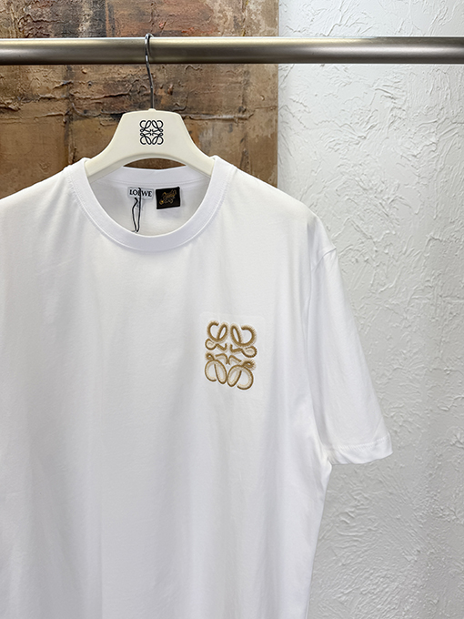 ロエベ ツートンカラーのラタン刺繍入り半袖Tシャツ
