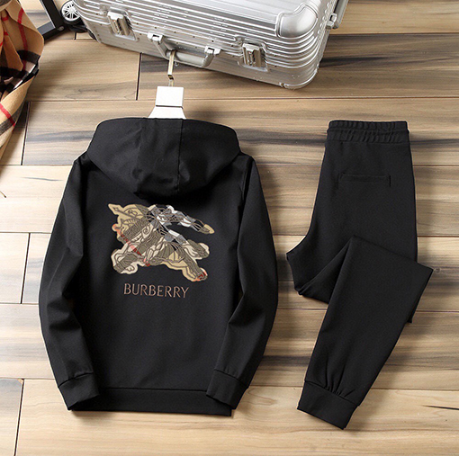 バーバリー BURBERRY 人気のフード付きジップアップスウェットシャツとパンツのセット
