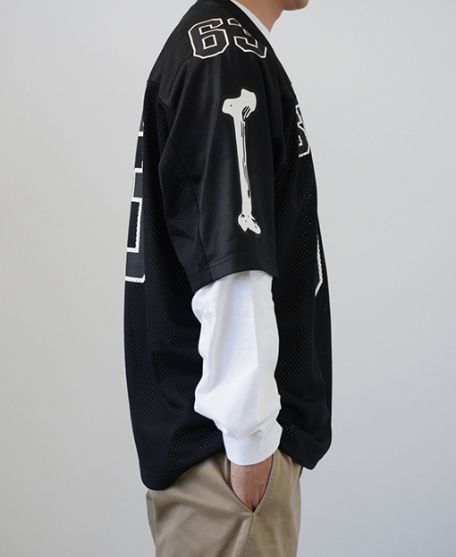 シュプリームコピー SUPREME Bones Football Jersey ボーンナンバーメッシュラグビー半袖ジャージ
