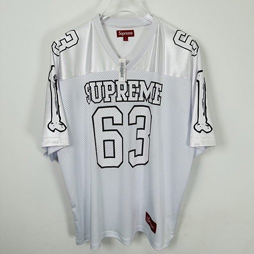 シュプリームコピー SUPREME Bones Football Jersey ボーンナンバーメッシュラグビー半袖ジャージ
