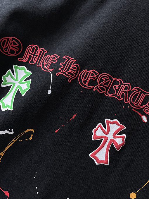 クロムハーツスーパーコピー クラシックなカラフルなクロスフォームスプラッター半袖Tシャツ