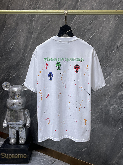 クロムハーツスーパーコピー クラシックなカラフルなクロスフォームスプラッター半袖Tシャツ