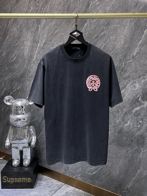 クロムハーツコピー グラフィティホースシュー手描きウォッシュ半袖Tシャツ