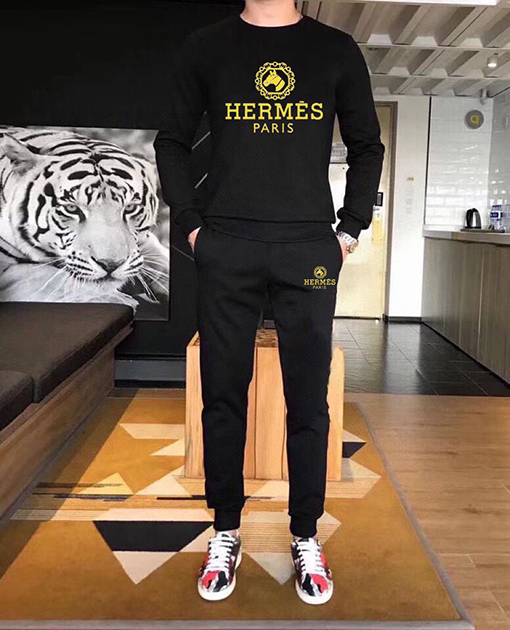 エルメス Hermes 新モデル人気のトレンドクルーネックのスウェットシャツとパンツのセット
