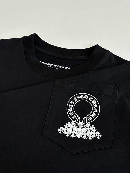 クロムハーツ ポケット付きホースシュークロス半袖Tシャツ