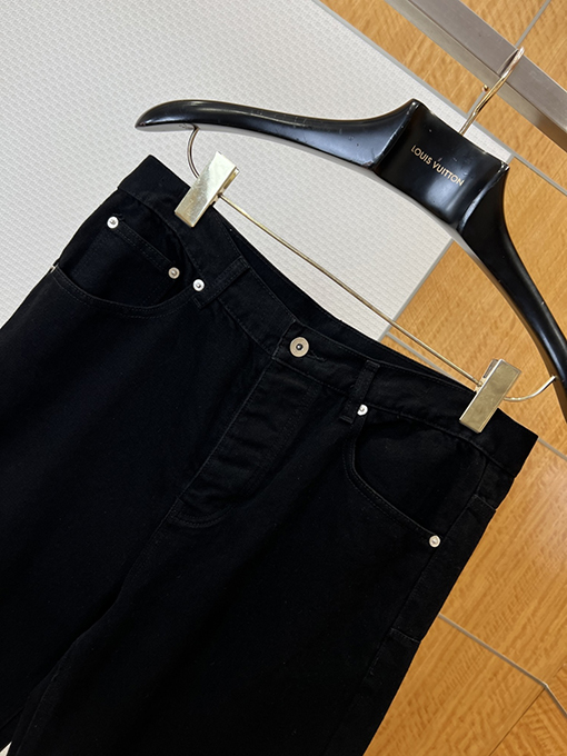 ディオール レザーラベル付きストレートレッグワイドレッグジーンズ