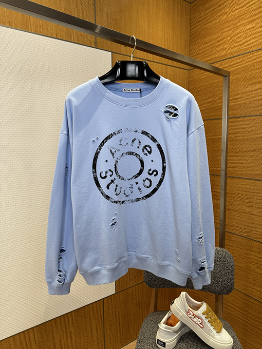 アクネストゥディオズコピー Acne Studios ダメージプリントの破れたクルーネックのスウェットシャツ