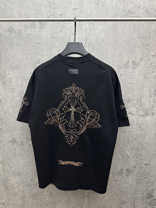 クロムハーツ アメリカンスタイルのアップリケ刺繍入りカップル半袖Tシャツ