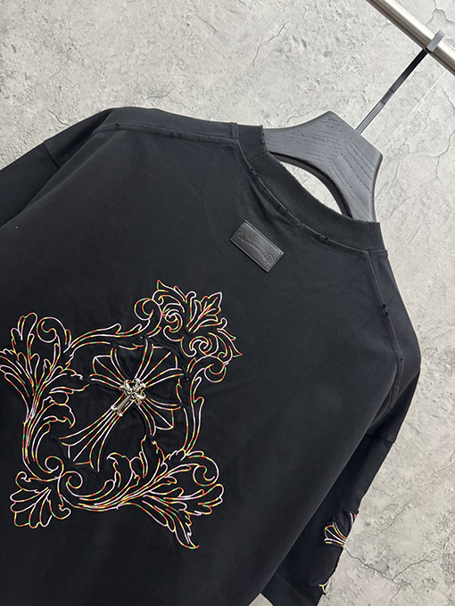 クロムハーツ アメリカンスタイルのアップリケ刺繍入りカップル半袖Tシャツ