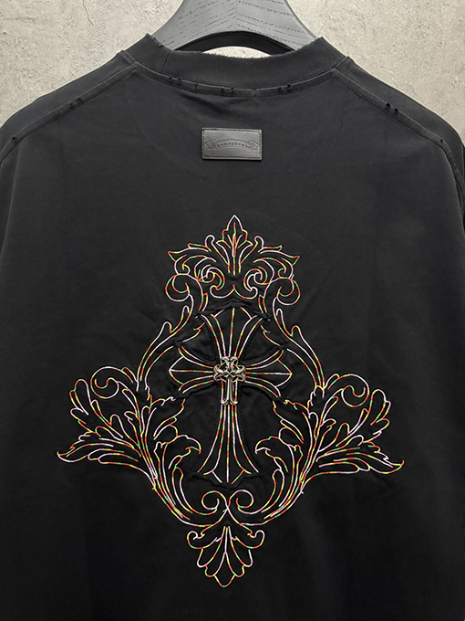 クロムハーツ アメリカンスタイルのアップリケ刺繍入りカップル半袖Tシャツ