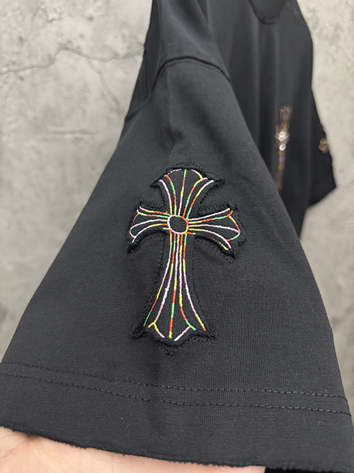 クロムハーツ アメリカンスタイルのアップリケ刺繍入りカップル半袖Tシャツ