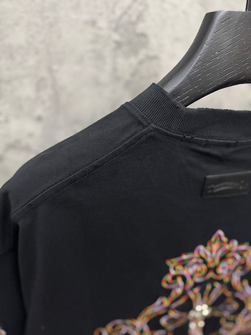 クロムハーツ アメリカンスタイルのアップリケ刺繍入りカップル半袖Tシャツ