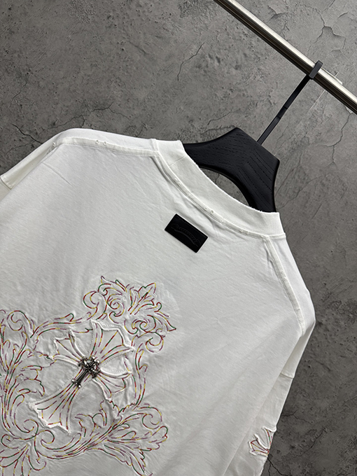 クロムハーツ アメリカンスタイルのアップリケ刺繍入りカップル半袖Tシャツ