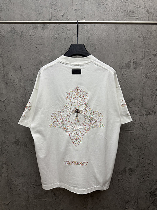 クロムハーツ アメリカンスタイルのアップリケ刺繍入りカップル半袖Tシャツ
