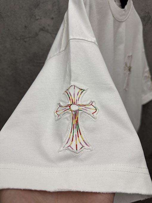 クロムハーツ アメリカンスタイルのアップリケ刺繍入りカップル半袖Tシャツ