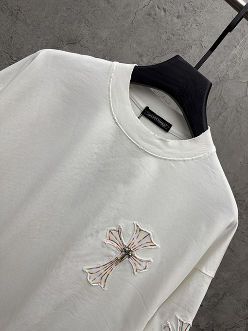 クロムハーツ アメリカンスタイルのアップリケ刺繍入りカップル半袖Tシャツ