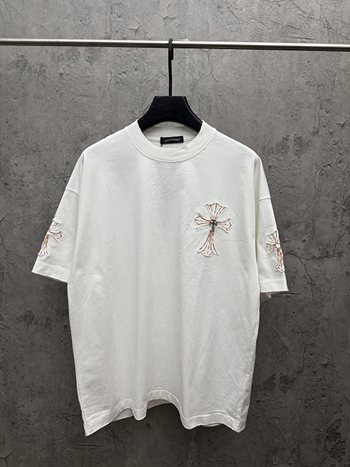 クロムハーツ アメリカンスタイルのアップリケ刺繍入りカップル半袖Tシャツ