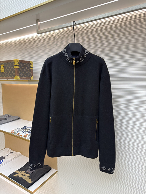 ルイヴィトン ウールニットのプリントスタンドカラーコート