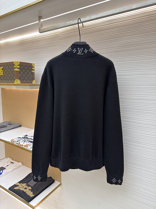 ルイヴィトン ウールニットのプリントスタンドカラーコート