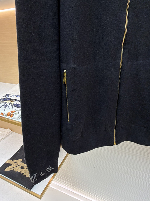 ルイヴィトン ウールニットのプリントスタンドカラーコート