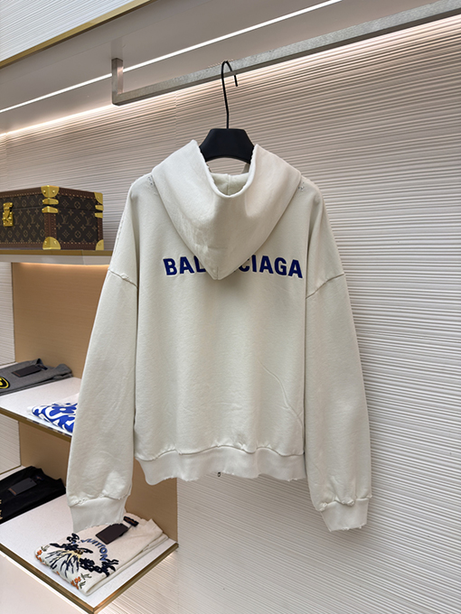 バレンシアガスーパーコピー Balenciaga 刺繍ロゴ入りフード付きジップアップスウェットシャツ