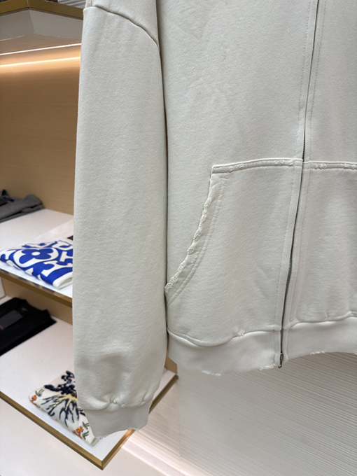 バレンシアガスーパーコピー Balenciaga 刺繍ロゴ入りフード付きジップアップスウェットシャツ