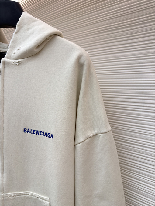 バレンシアガスーパーコピー Balenciaga 刺繍ロゴ入りフード付きジップアップスウェットシャツ