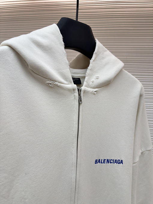 バレンシアガスーパーコピー Balenciaga 刺繍ロゴ入りフード付きジップアップスウェットシャツ