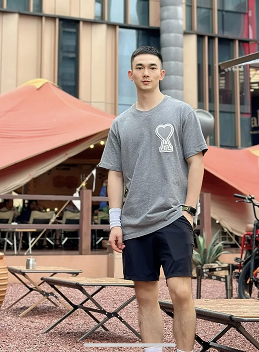 アミスーパーコピー ハート刺繍入りタオル地ラウンドネック半袖Tシャツ