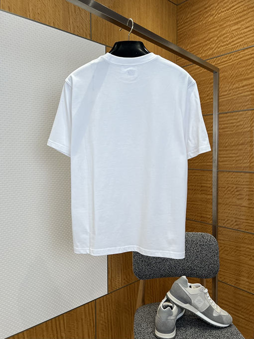 アミスーパーコピー ハート刺繍入りタオル地ラウンドネック半袖Tシャツ