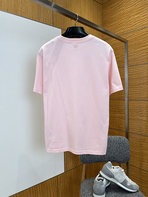 アミスーパーコピー ハート刺繍入りタオル地ラウンドネック半袖Tシャツ