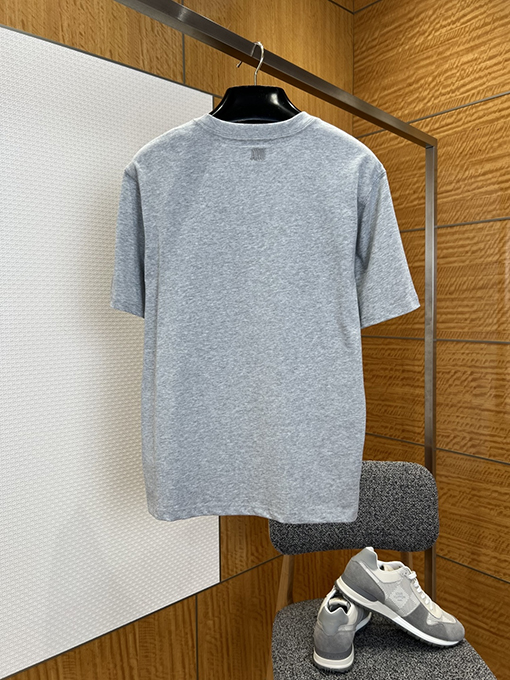 アミスーパーコピー ハート刺繍入りタオル地ラウンドネック半袖Tシャツ