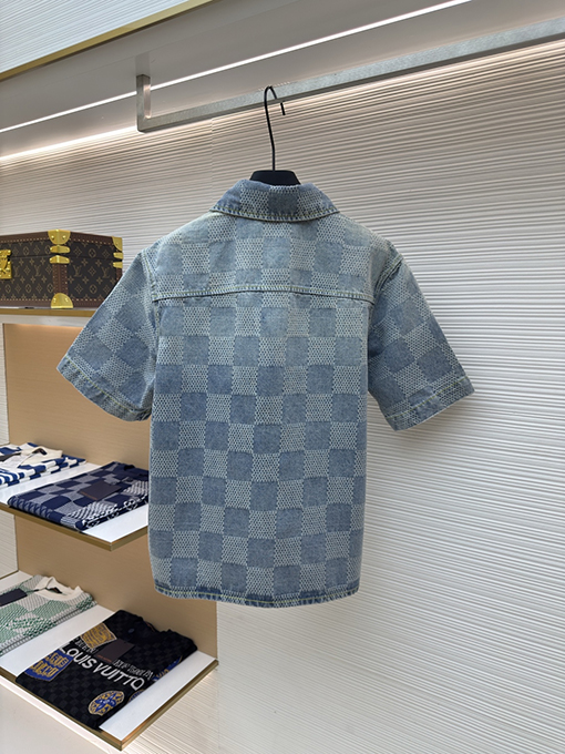 ルイヴィトン チェック柄デニムの半袖シャツ