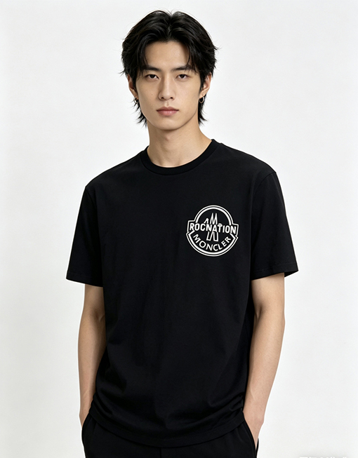 モンクレールスーパーコピー オフセットプリントのロゴ入りクルーネック半袖Tシャツ