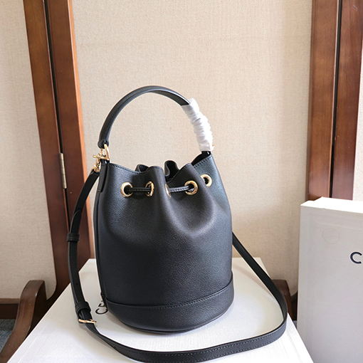 セリーヌ 新しい小型レディースブラウンレザーバケットバッグ