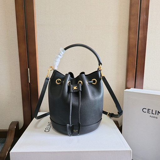 セリーヌ 新しい小型レディースブラウンレザーバケットバッグ