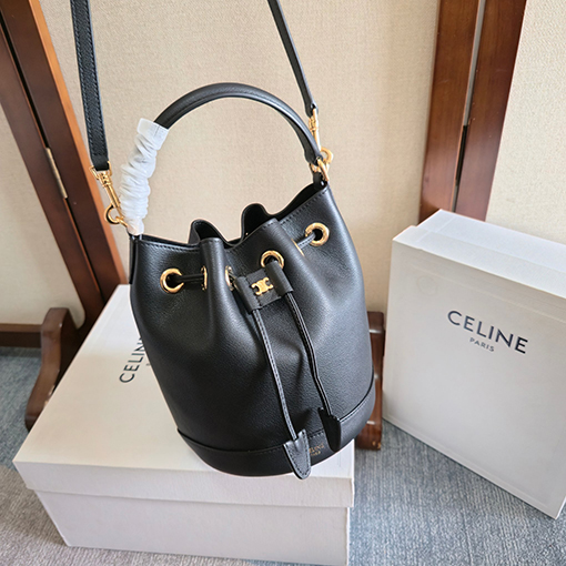 セリーヌ 新しい小型レディースブラウンレザーバケットバッグ