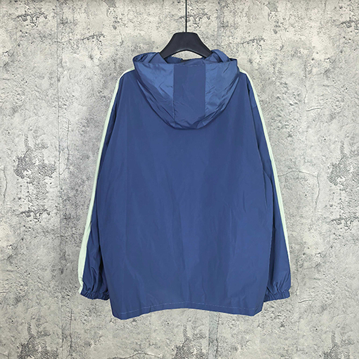バレンシアガ BALENCIAGA Tracksuit Jacket in Marine Blue ロゴ刺繍カラーブロックプレッピースタイルのスポーツジャケット/ジャケット/ウィンドブレーカー