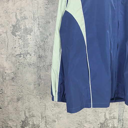 バレンシアガ BALENCIAGA Tracksuit Jacket in Marine Blue ロゴ刺繍カラーブロックプレッピースタイルのスポーツジャケット/ジャケット/ウィンドブレーカー
