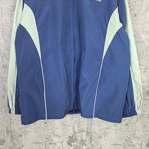 バレンシアガ BALENCIAGA Tracksuit Jacket in Marine Blue ロゴ刺繍カラーブロックプレッピースタイルのスポーツジャケット/ジャケット/ウィンドブレーカー