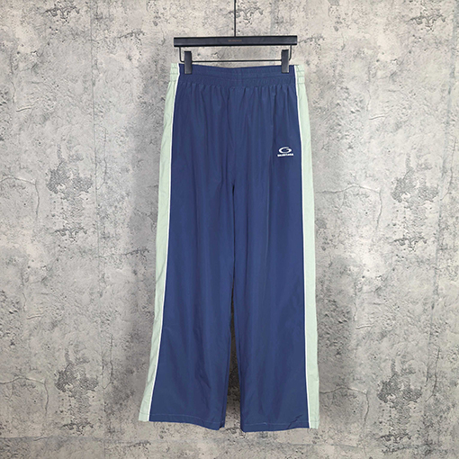 バレンシアガスーパーコピー BALENCIAGA Tracksuit Jacket in Marine Blue ロゴ刺繍カラーブロックプレッピースタイルのトラックパンツ防風パンツストレートレッグパンツ