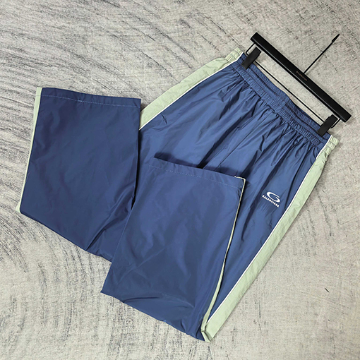 バレンシアガスーパーコピー BALENCIAGA Tracksuit Jacket in Marine Blue ロゴ刺繍カラーブロックプレッピースタイルのトラックパンツ防風パンツストレートレッグパンツ