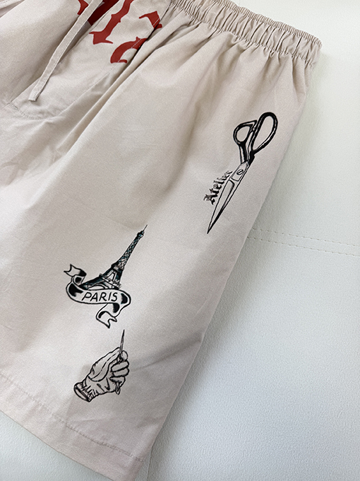 バレンシアガスーパーコピー TATTOO プリント柄のショートパンツ