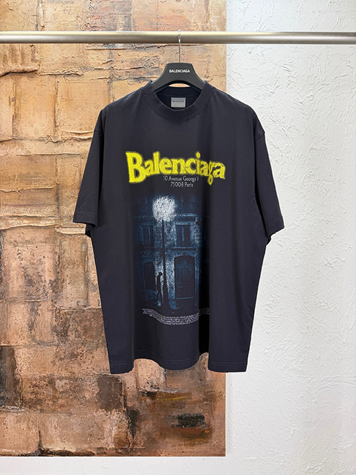 バレンシアガ BALENCIAGA 街灯のひび割れプリント半袖Tシャツ