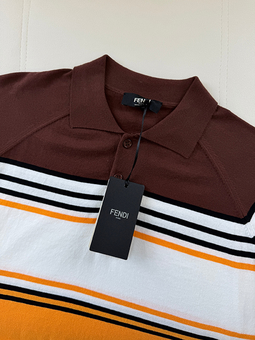 フェンディ ジャカードニットの半袖ポロシャツ