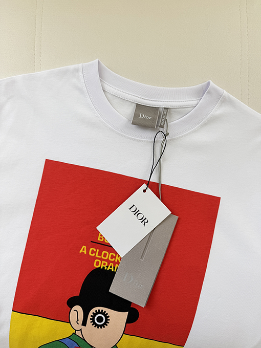 ディオールスーパーコピー Dior ファッションなコミックプリント刺繍入り半袖Tシャツ