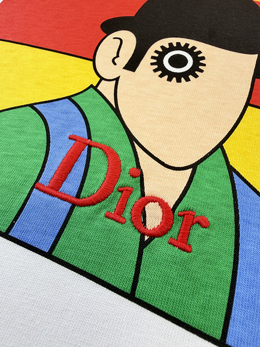 ディオールスーパーコピー Dior ファッションなコミックプリント刺繍入り半袖Tシャツ