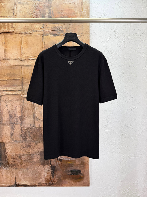 プラダ クラシックな三角形ロゴのワッフル半袖Tシャツ