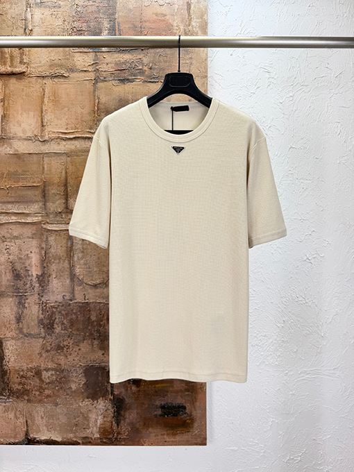プラダ クラシックな三角形ロゴのワッフル半袖Tシャツ